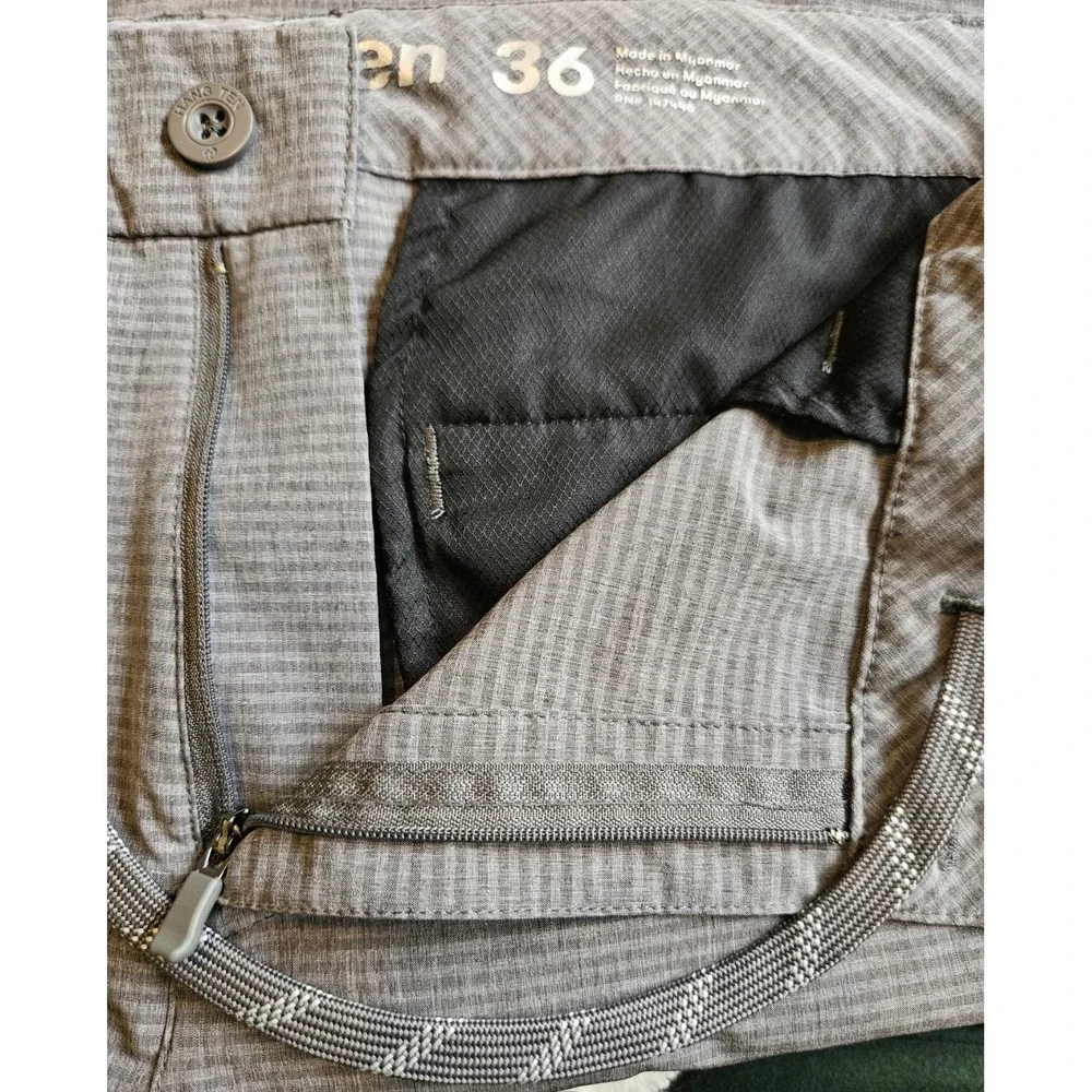 Hang Ten Shorts Men's 36 Gray Flat Front Chino Performance Polyester (35x10.5)